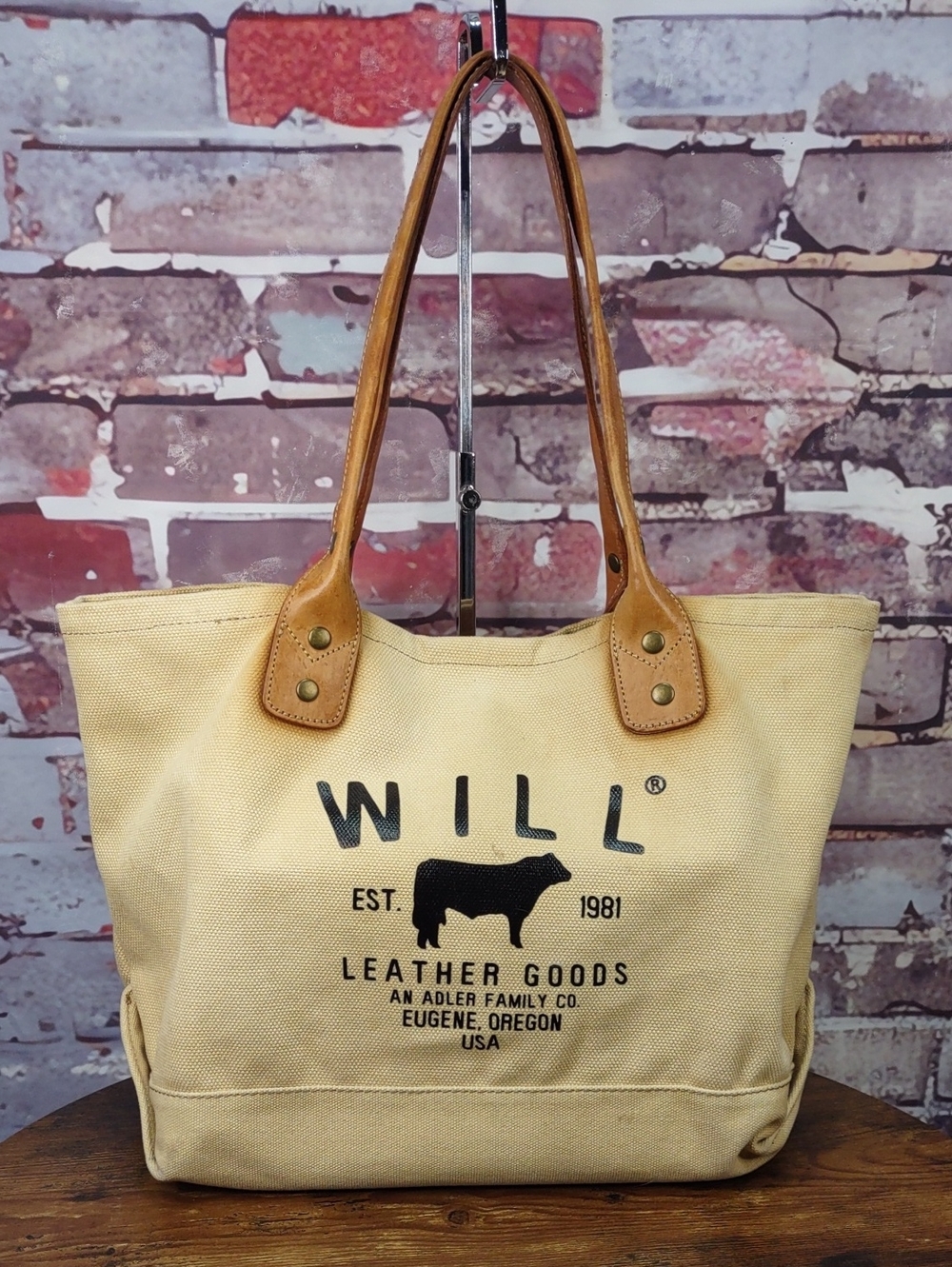 Will® Leather Goods Canvas Tote Bag with Leather Handles